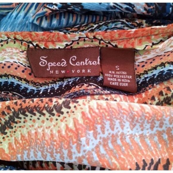 SPEED CONTROL NEW YORK BLUE, ORANGE, BLACK, & YELLOW DRESS SZ.S EUC. - Picture 8 of 9